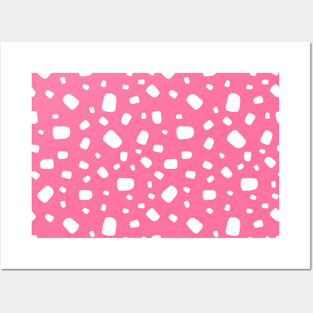 White abstract shapes over pink Posters and Art